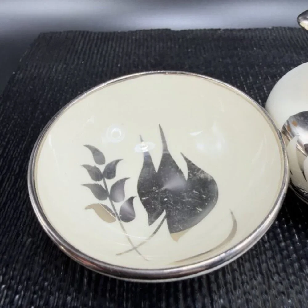 Lancaster Sandland Ware Small Cream Sugar Set China Hanley England Silver Luster